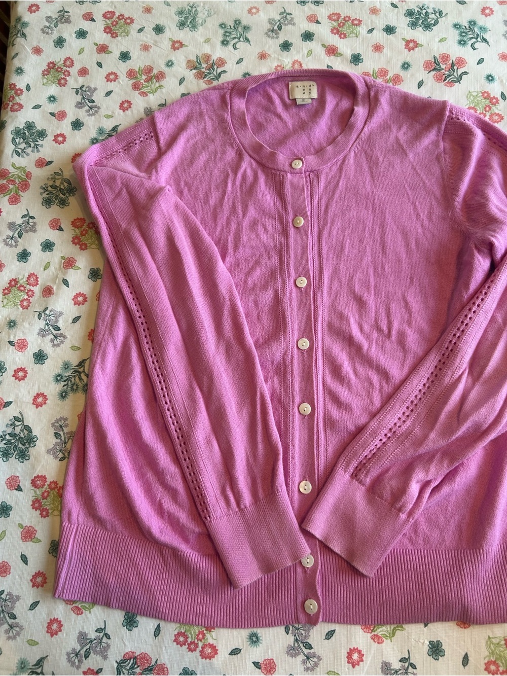 a new day Pink Crewneck Button-Front Cardigan